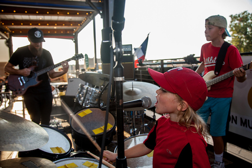 Owen Nicholson, 5, sings and drums with his family
